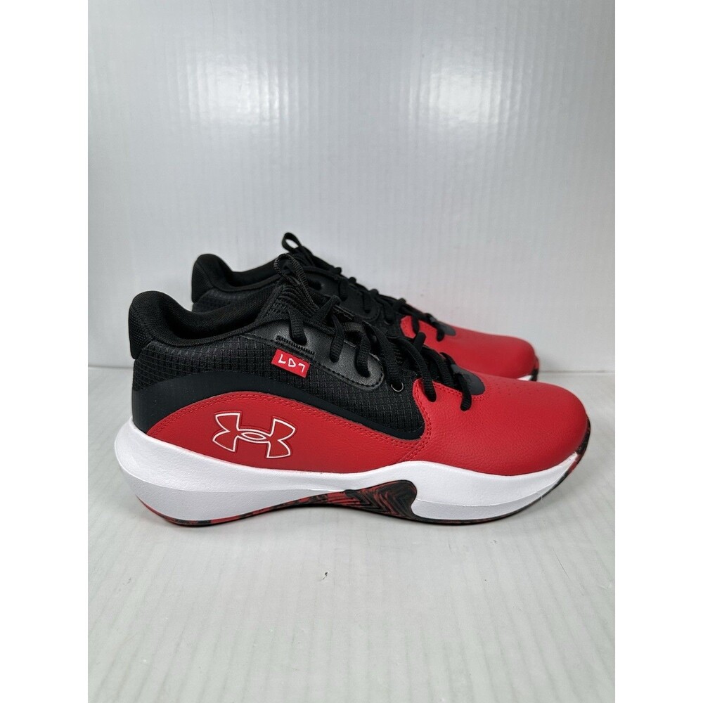 Size 10 Under Armour Lockdown 7 Red Black White Athletic Shoe Sneaker Mens NEW